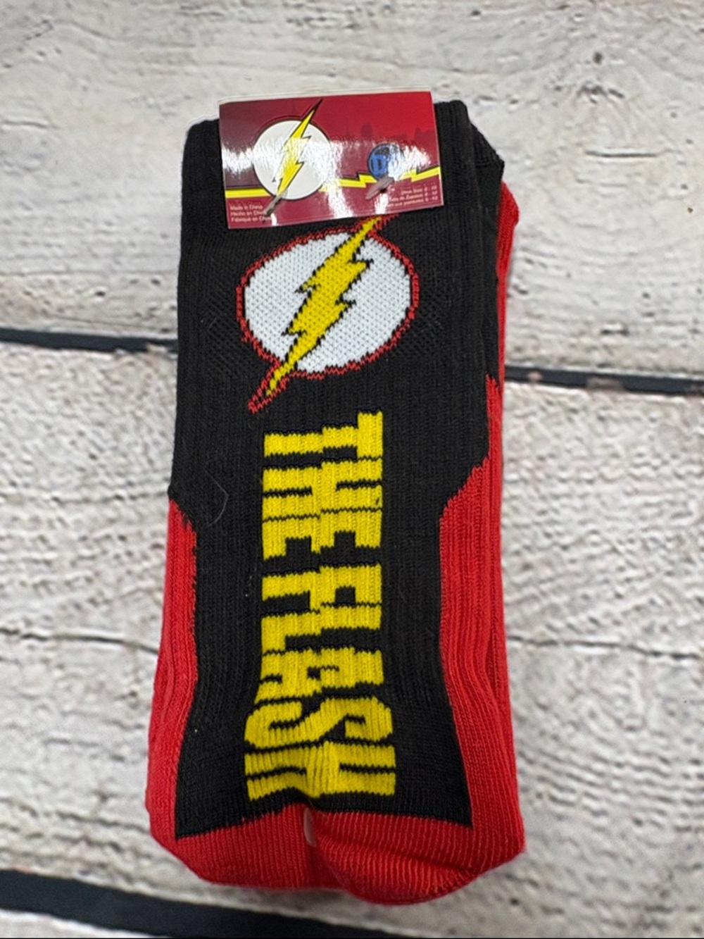 DC Comics The Flash Black Red Yellow Logo Crew Socks